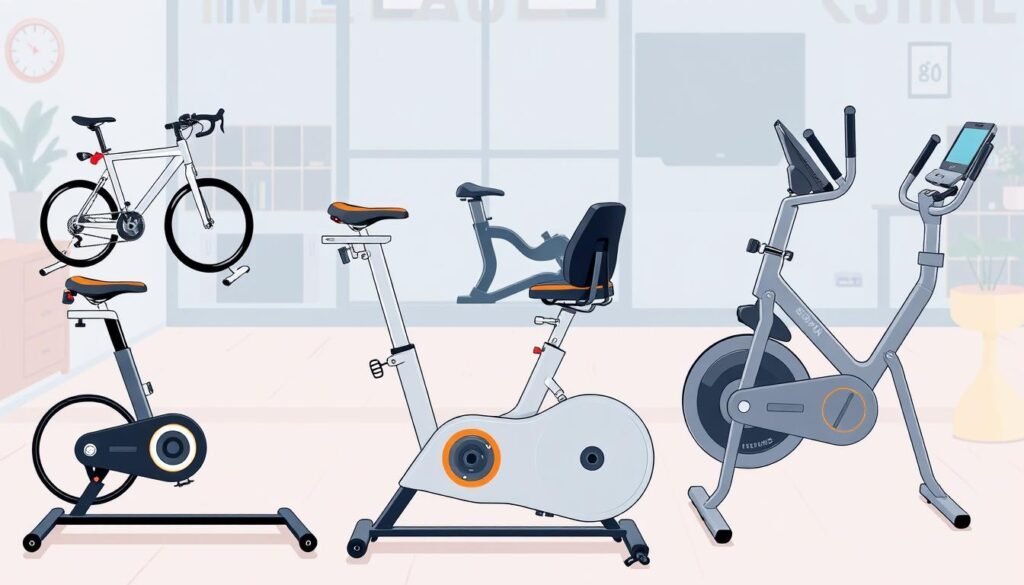 Different exercise bike types setup